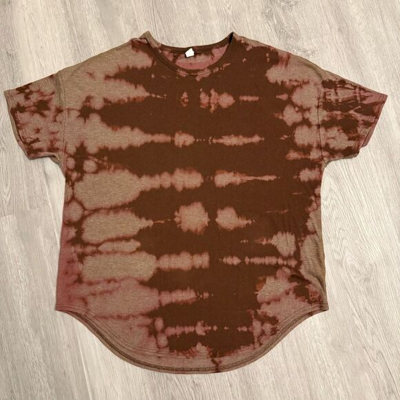 Hand Dyed Old Navy Reverse Tie-Dye Brown Ribbed Knit Dolman Shirt Size Large - Picture 2 of 5